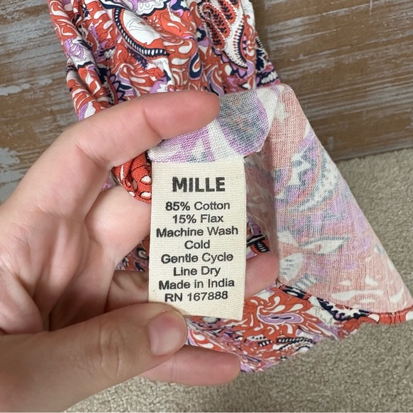 Mille NWT Marilyn Midi Dress Tangier Floral Boho Preppy Cotton Flax Womens M - Picture 7 of 7